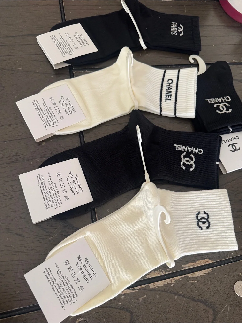 Black & White Logo Crew Socks Set